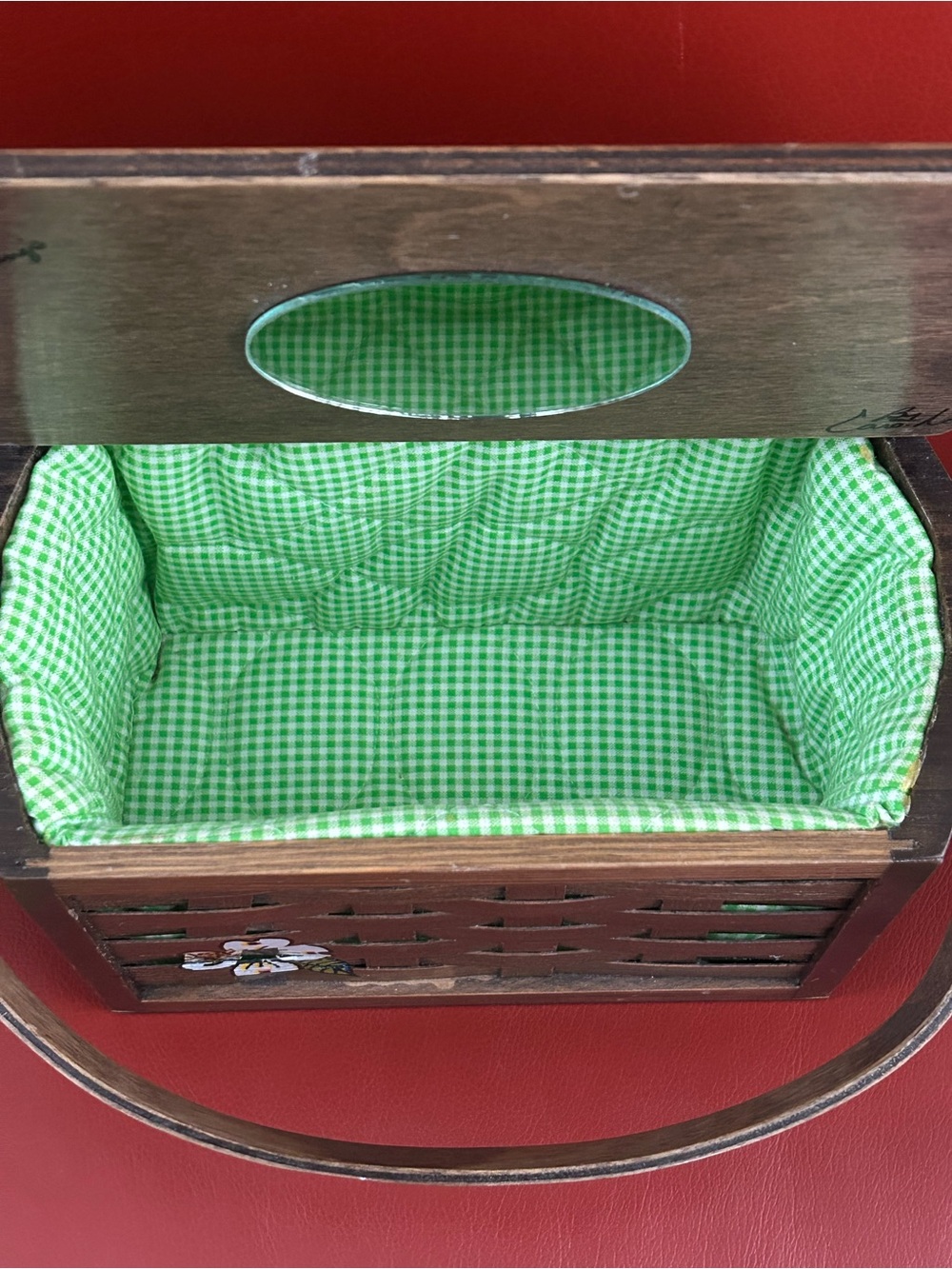 Vintage Caro Nan 1970’s basket weave purse with a cardinal & dogwood motif. - Picture 9 of 13